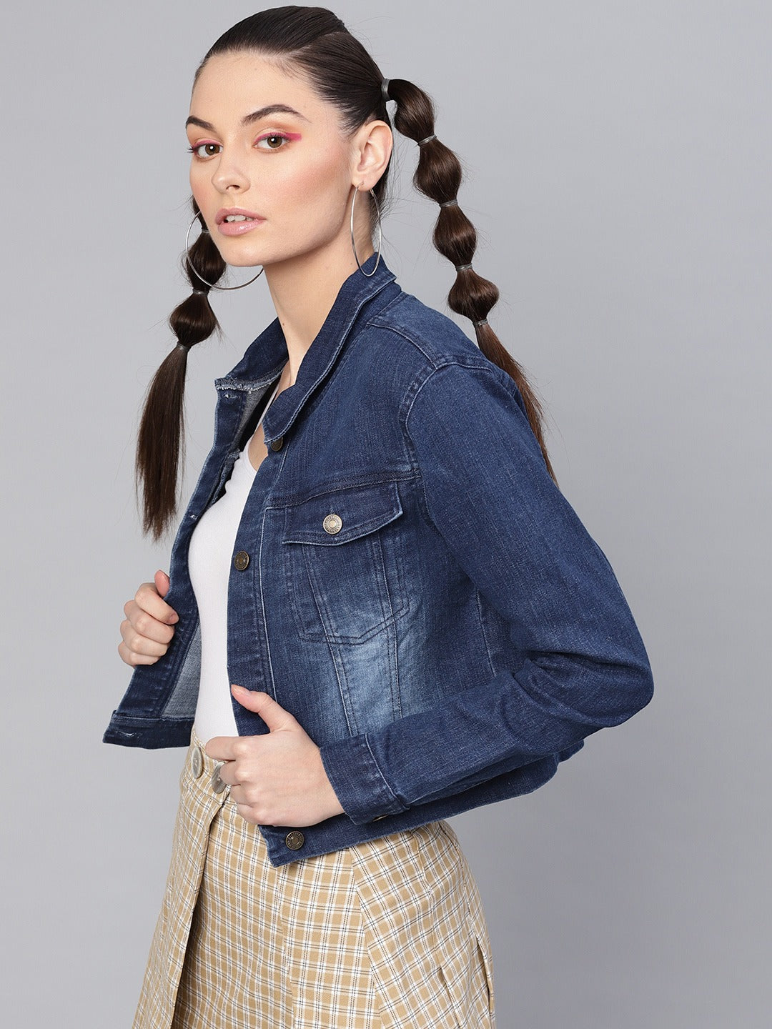 Women Dark Blue Solid Jacket