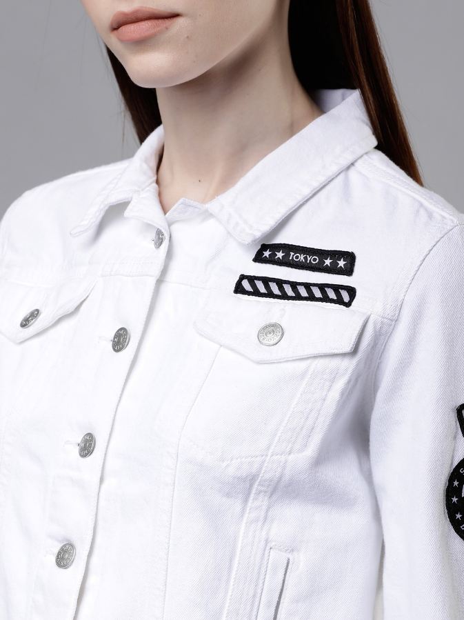 Women White Solid Jacket