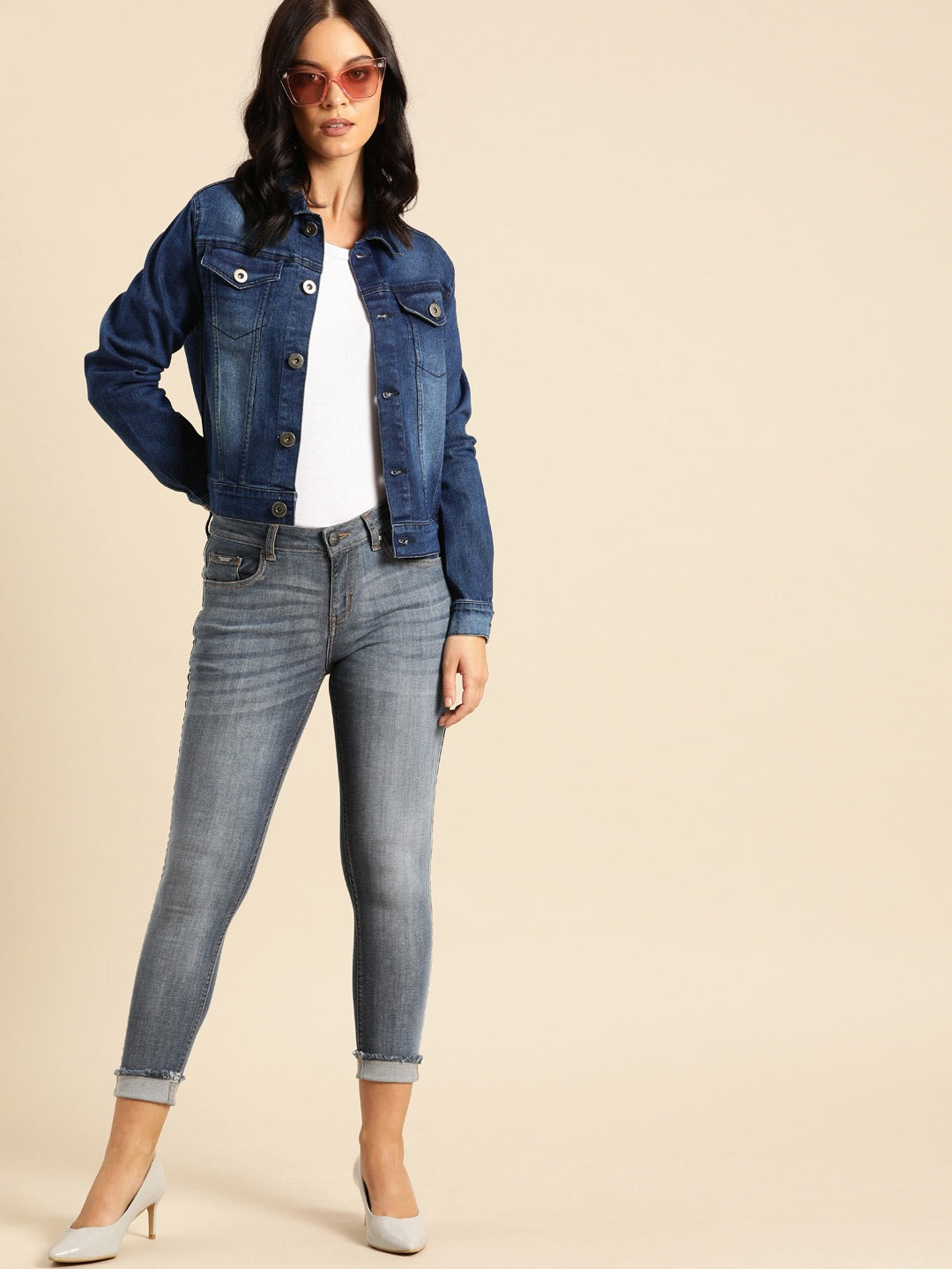 Women Dark Blue Washed Jacket
