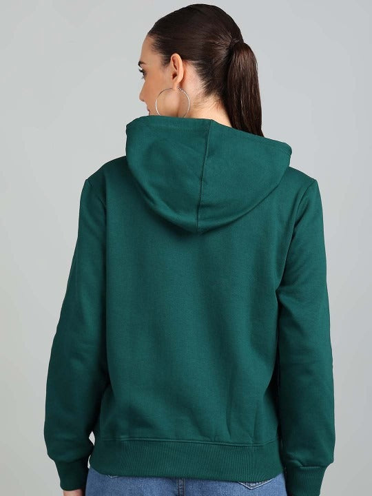 Women Solid Hooded Front-Open Cotton Olive Green Zipper Hoodie – Casual & Stylish Outerwear for Pakistan | DENIMS
