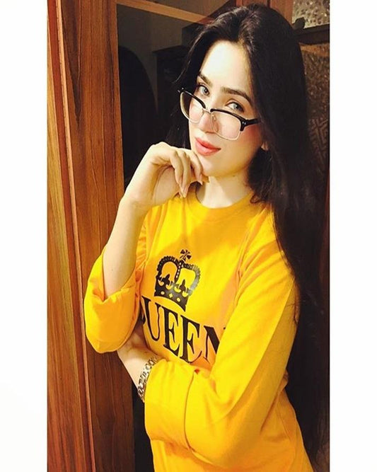 Yellow Queen Printed T-Shirt For Women