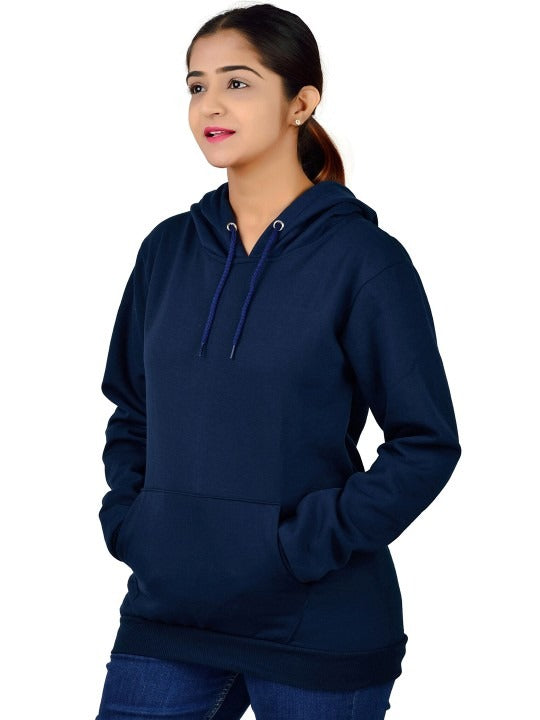 Women Printed Oversized Fit Longline Navy Blue Hoodie – Stylish & Comfortable Winter Wear in Pakistan | DENIMS