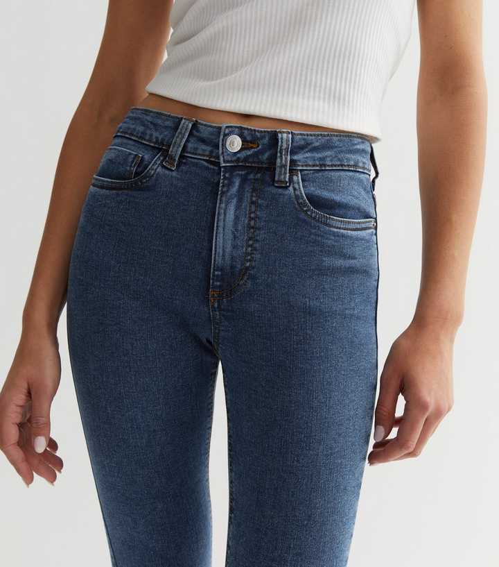 Blue Mid Rise Skinny Jeans - DENIMS