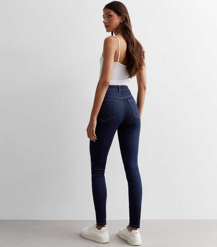 Blue Mid Rise Skinny Jeans - DENIMS