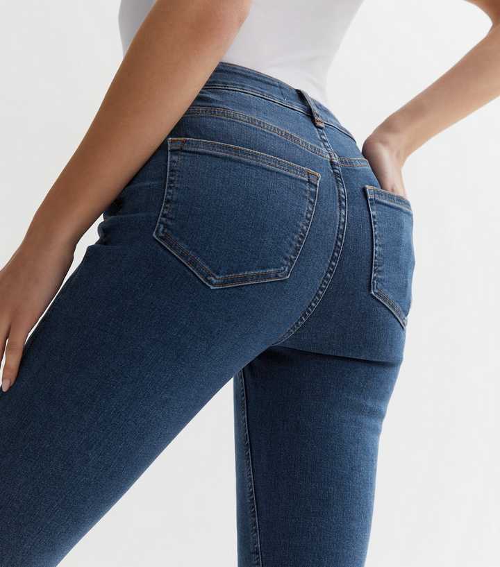 Blue Mid Rise Skinny Jeans - DENIMS