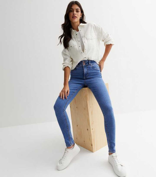 Bright Blue Lift & Shape High Waist Skinny Jeans - DENIMS