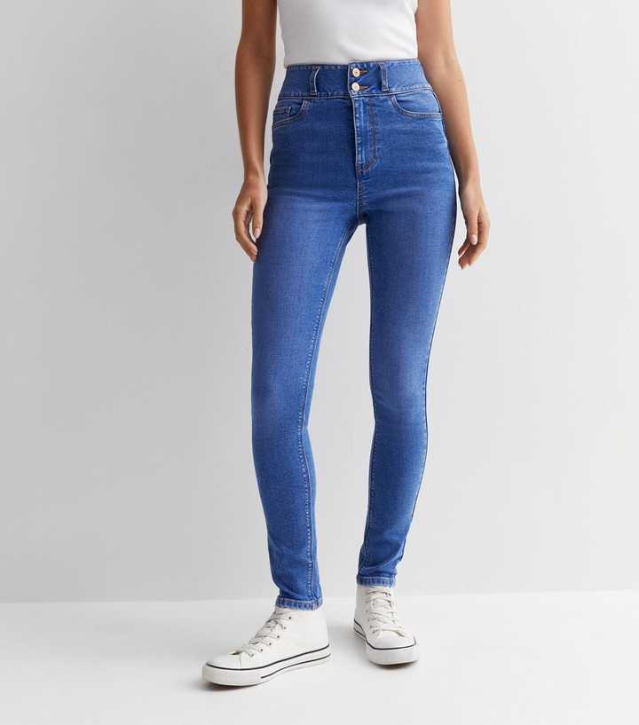 Bright Blue Lift & Shape High Waist Skinny Jeans - DENIMS