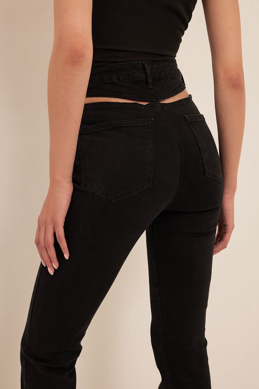 Cut Out Back Detail Denim - DENIMS