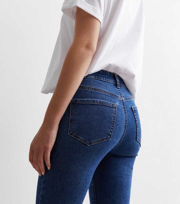 Dark Blue Mid Rise Skinny Jeans - DENIMS