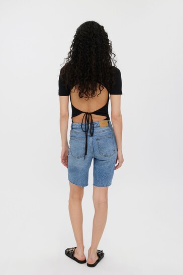 MODA Longline Denim Shorts For Women - DENIMS