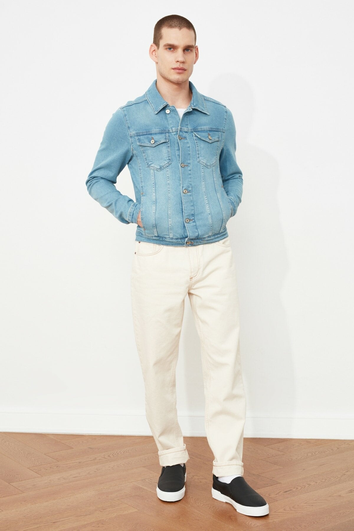 Mens Denim Jacket Stretchable Fine Lycra - DENIMS