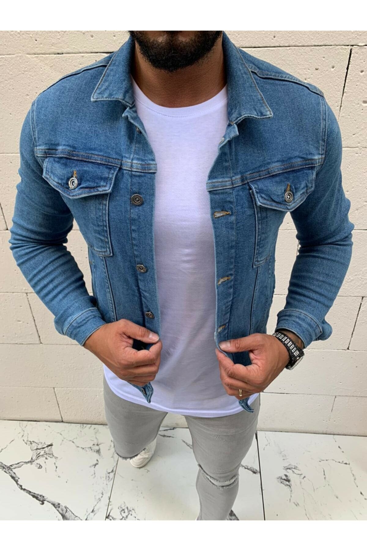 Mens Denim Jacket Stretchable Fine Lycra - DENIMS