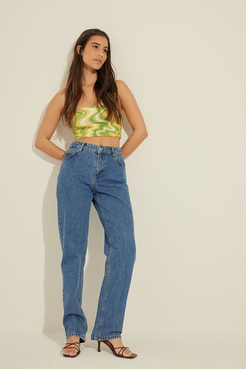 Mid Rise Straight Jeans - DENIMS