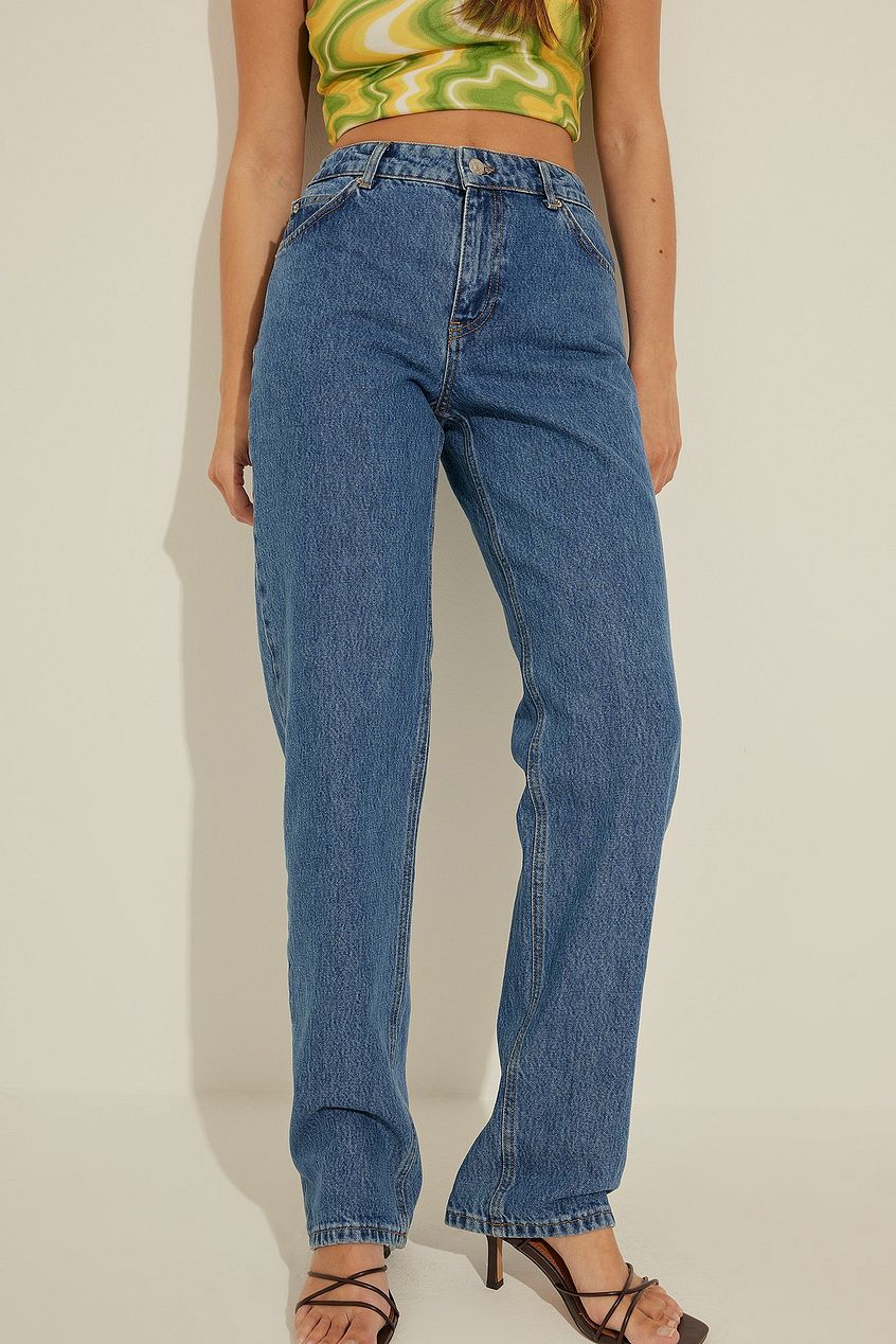 Mid Rise Straight Jeans For Womens - DENIMS