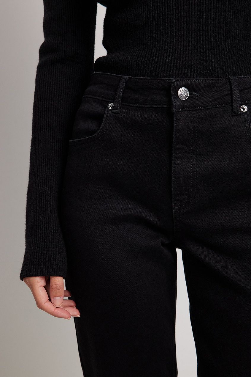 Mid Waist Straight Denim For Womens - DENIMS