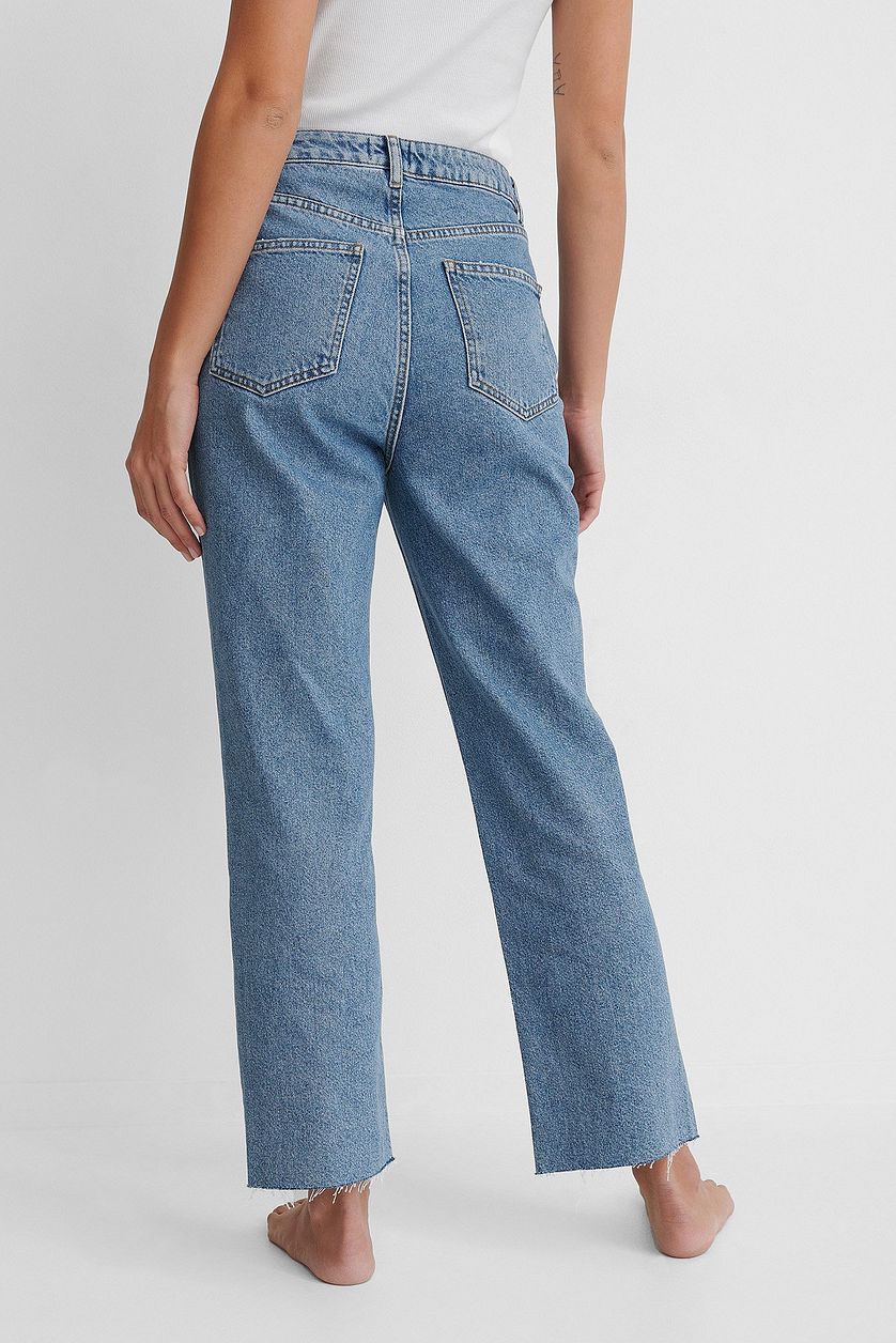 Rigid High Waist Straight Cropped Jeans - DENIMS