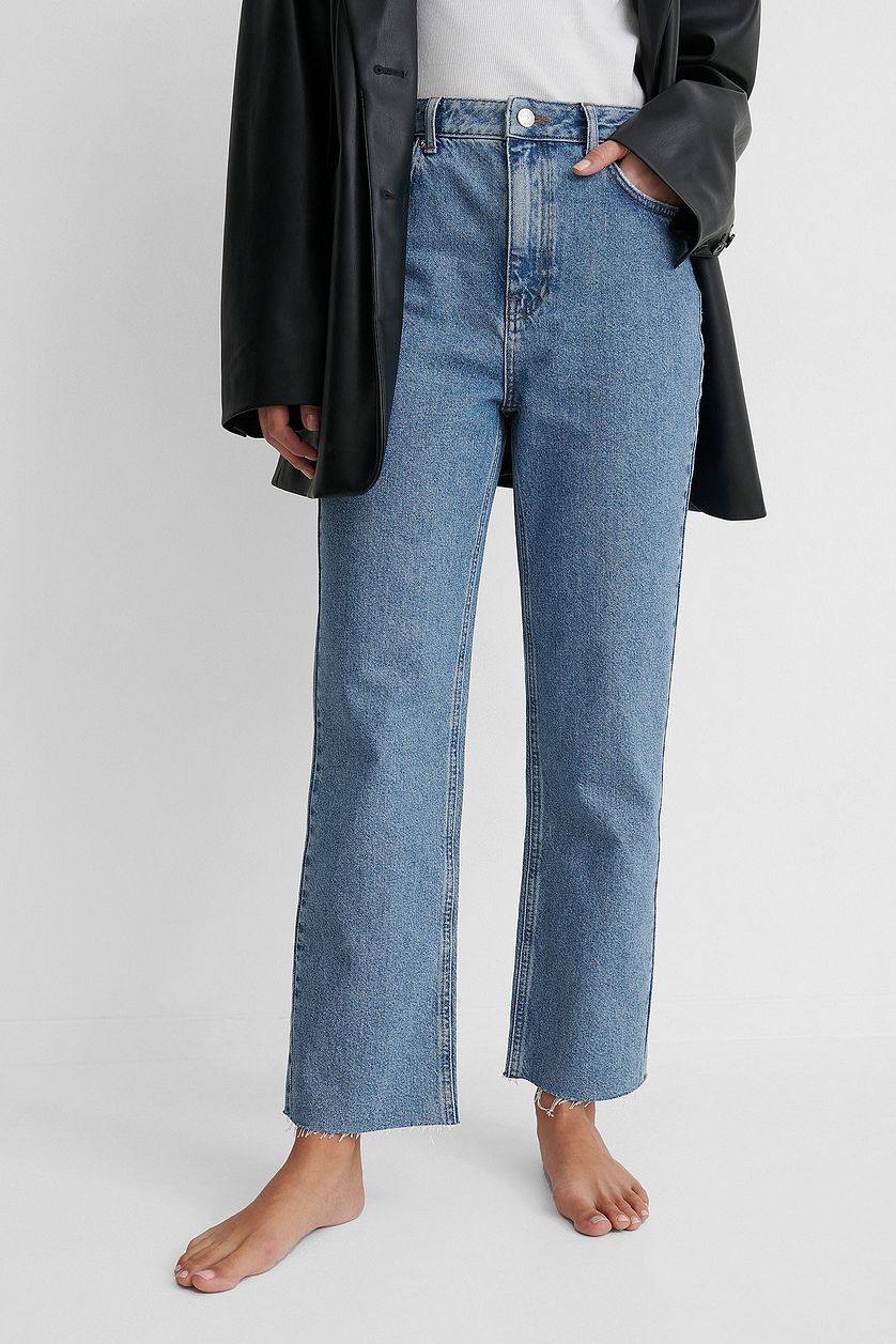 Rigid High Waist Straight Cropped Jeans - DENIMS