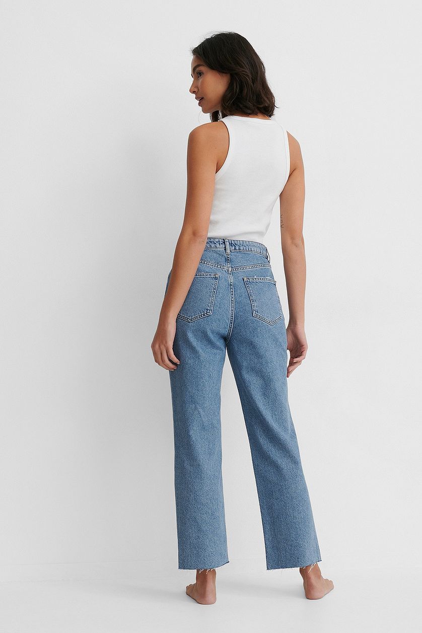 Rigid High Waist Straight Cropped Jeans - DENIMS