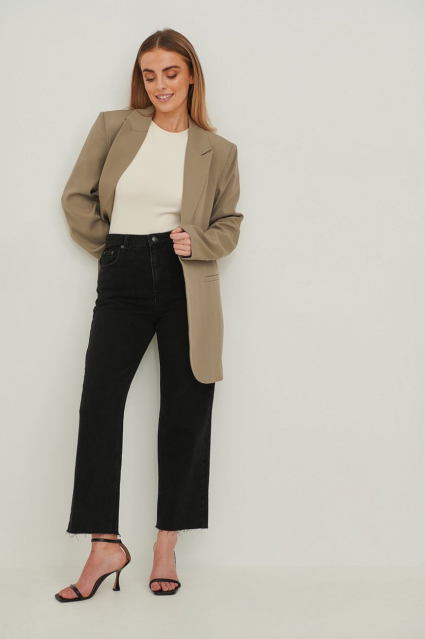 Rigid High Waist Straight Cropped Jeans - DENIMS