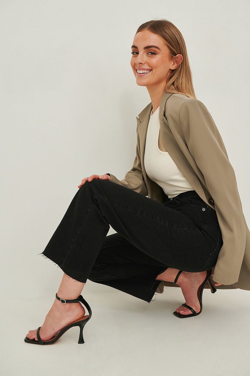 Rigid High Waist Straight Cropped Jeans - DENIMS