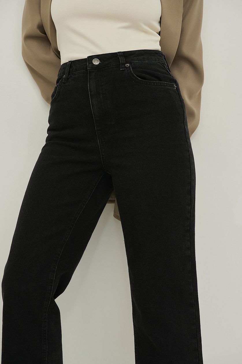 Rigid High Waist Straight Cropped Jeans - DENIMS