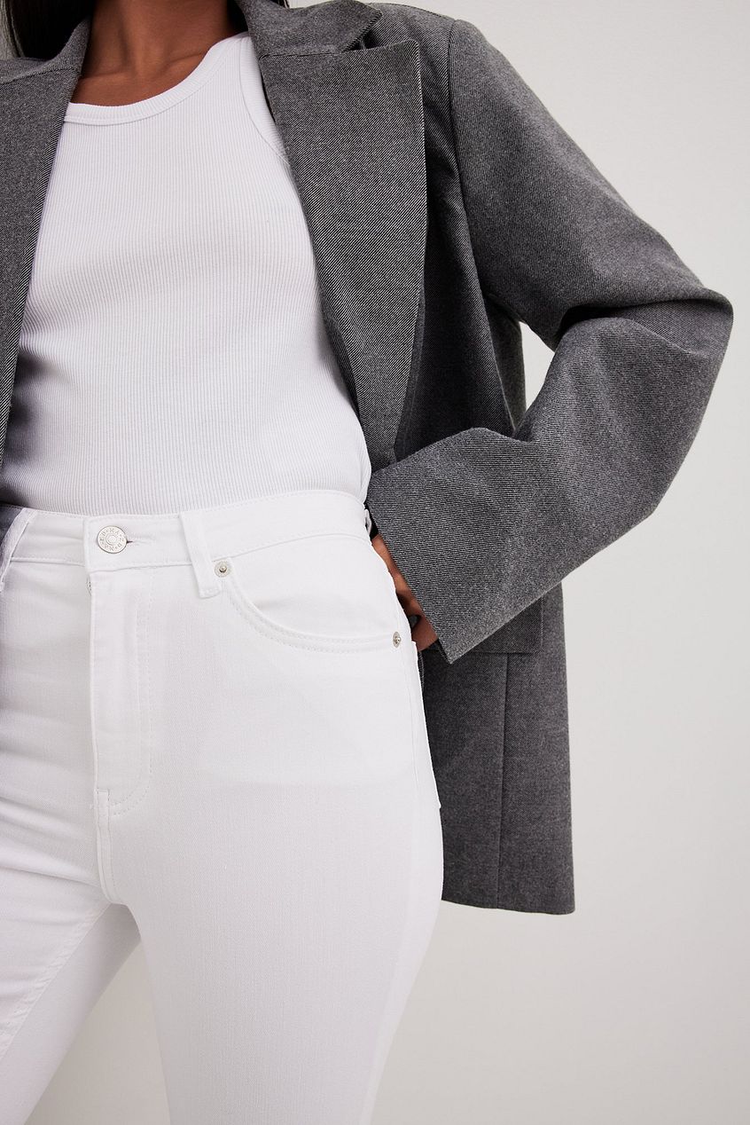 Skinny High Waist Raw Hem Jeans For Womens - DENIMS