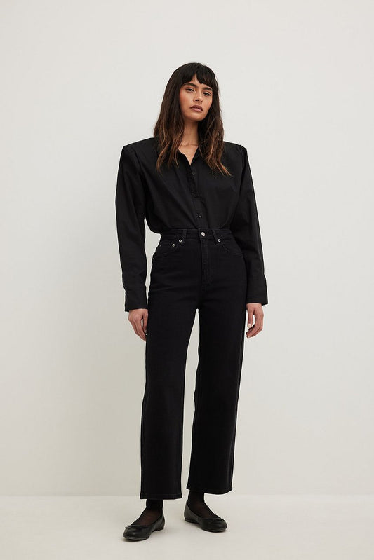 Straight High Waist Cropped Jeans - DENIMS