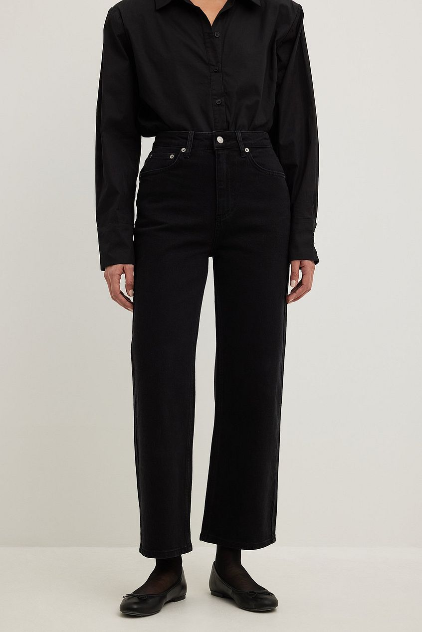 Straight High Waist Cropped Jeans For Womens - DENIMS