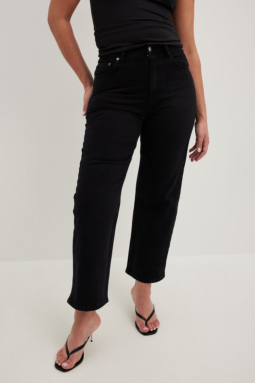 Straight High Waist Cropped Jeans For Womens - DENIMS