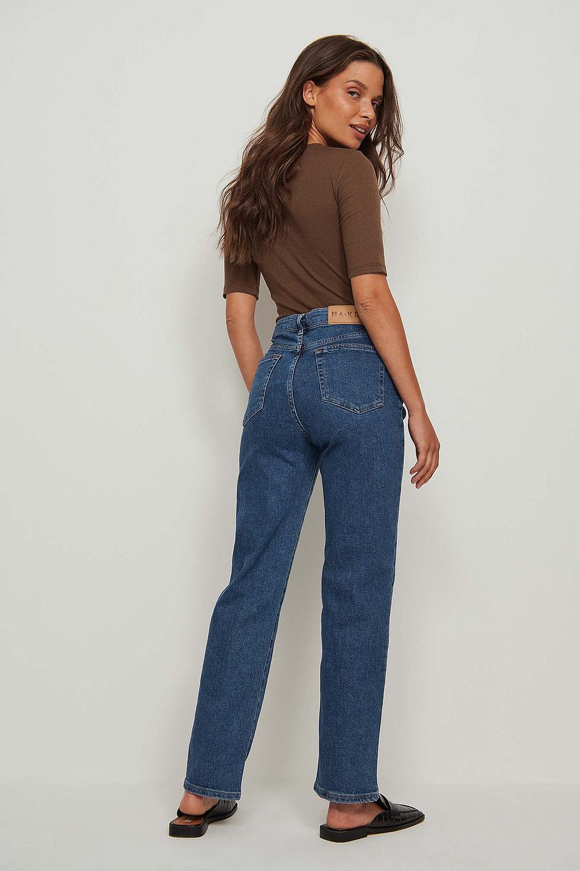 Straight Mid Waist Jeans For Womens - DENIMS