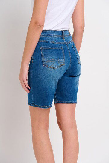 Stretch Denim Longline Shorts For Women - DENIMS