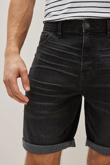 Stretch Denim Shorts For Mens Black - DENIMS