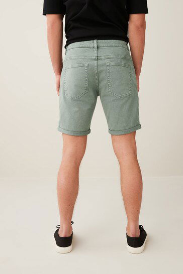 Stretch Denim Shorts For Mens Green - DENIMS