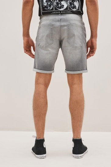 Stretch Denim Shorts For Mens Grey - DENIMS
