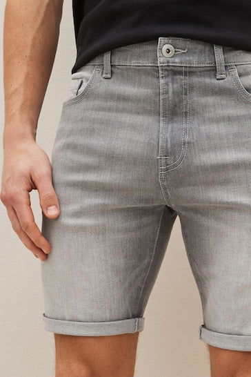 Light grey denim shorts clearance