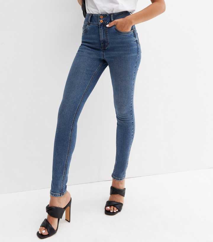 Teal Vintage Wash Lift & Shape High Waist Skinny Jeans - DENIMS