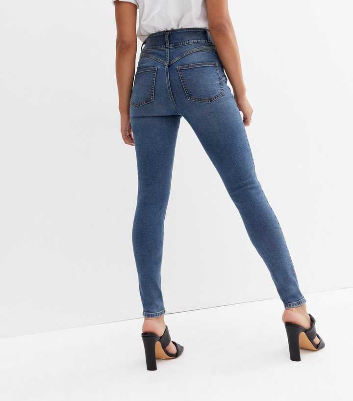 Teal Vintage Wash Lift & Shape High Waist Skinny Jeans - DENIMS