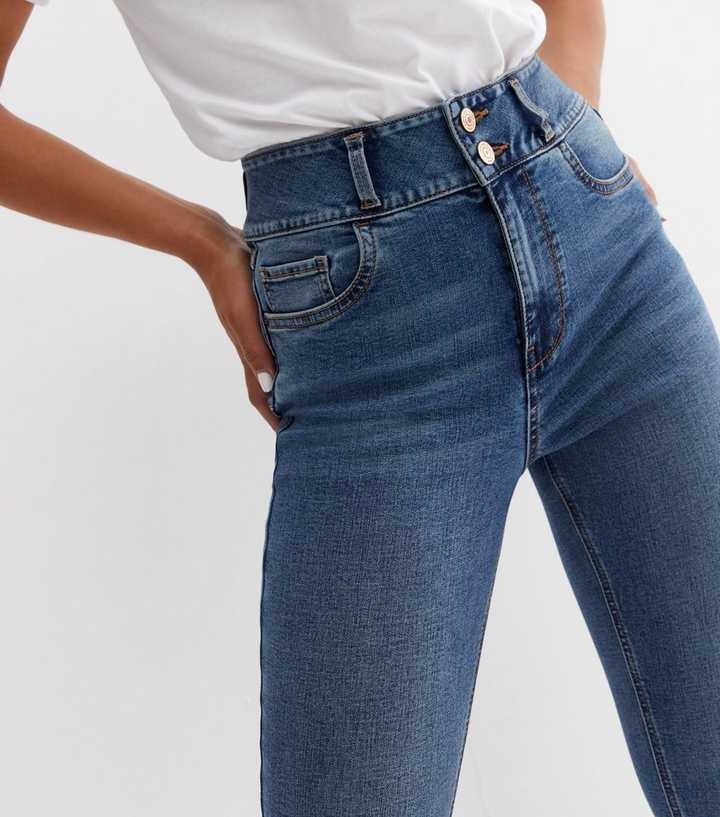 Teal Vintage Wash Lift & Shape High Waist Skinny Jeans - DENIMS