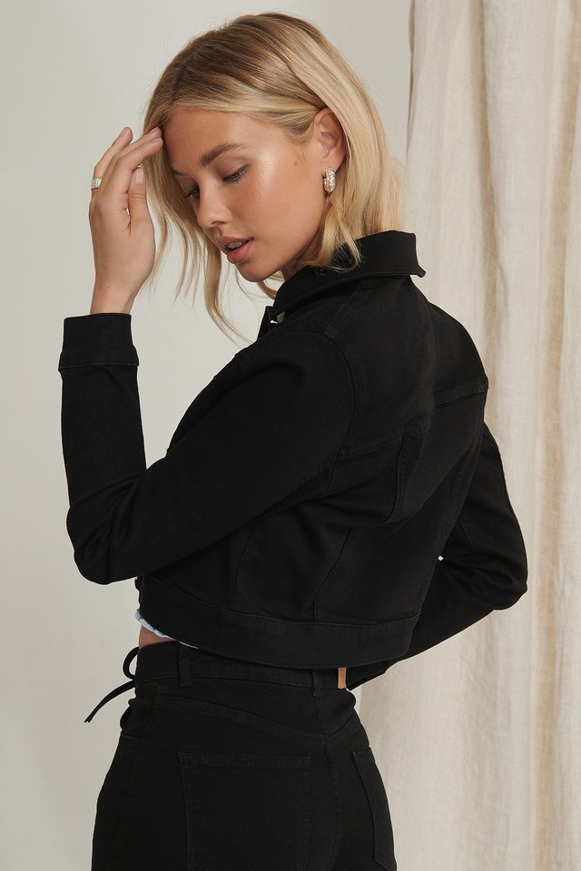 Women Black Solid Jacket - DENIMS