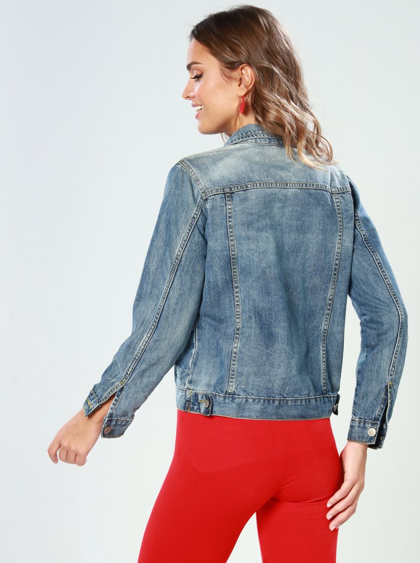 Women Blue Solid Jacket - DENIMS