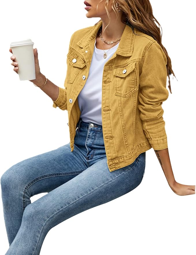 Women Camel Denim Jacket - DENIMS