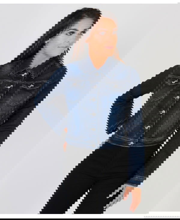 Women Dark Blue Solid Jacket - DENIMS