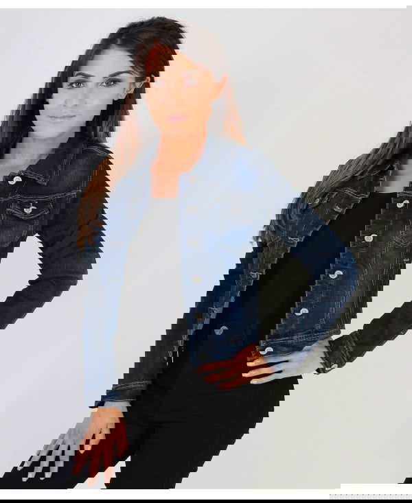 Women Dark Blue Solid Jacket - DENIMS