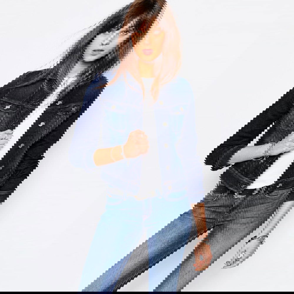 Women Dark Blue Solid Jacket - DENIMS