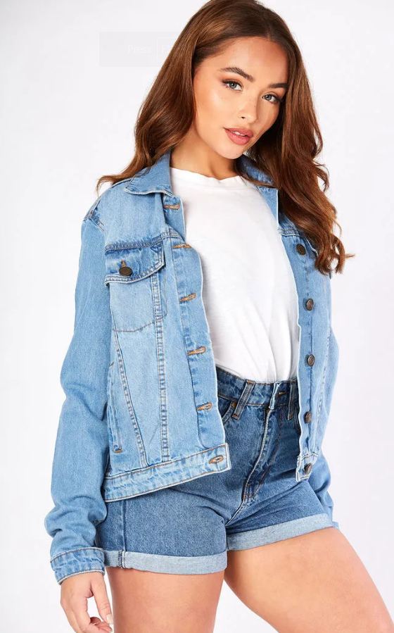 Women Light Blue Solid Jacket - DENIMS