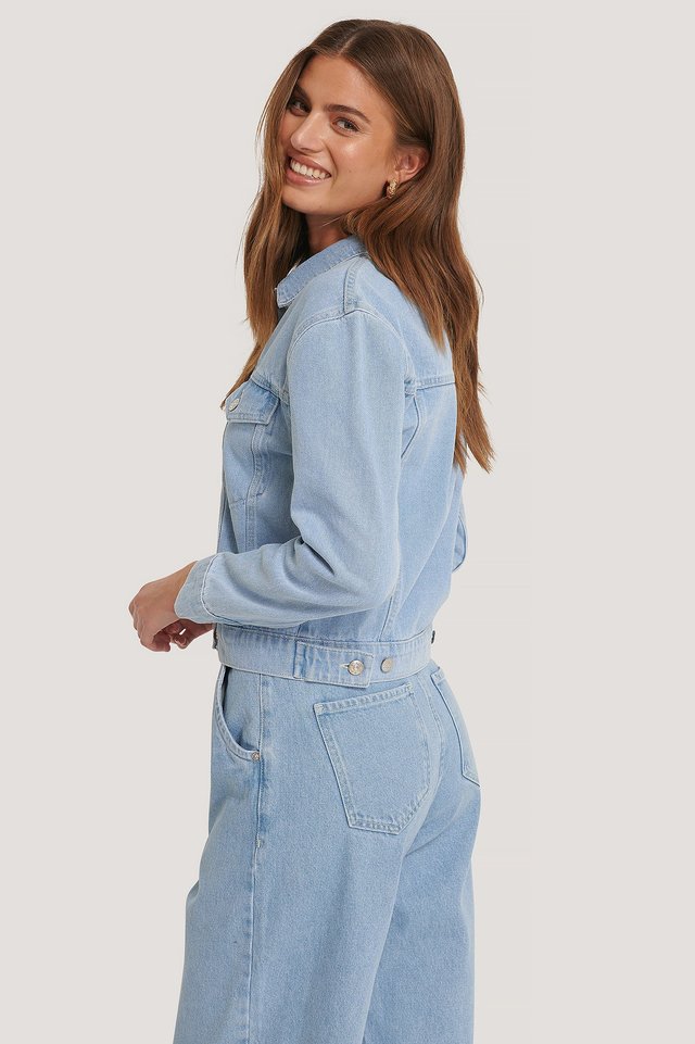 Women Light Blue Solid Jacket - DENIMS