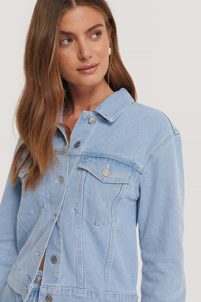 Women Light Blue Solid Jacket - DENIMS