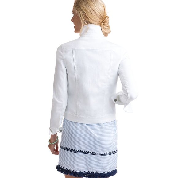 Women White Solid Jacket - DENIMS