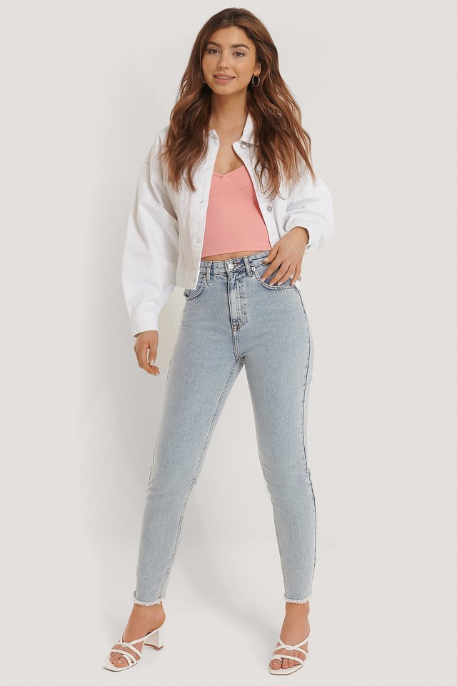 Women White Solid Jacket - DENIMS