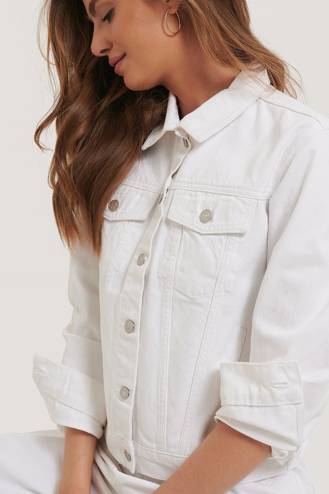Women White Solid Jacket - DENIMS